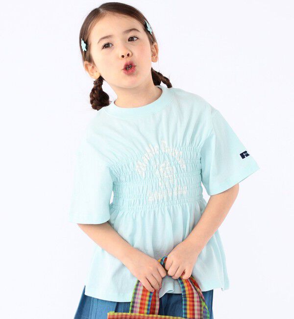 SHIPS KIDS「【SHIPS KIDS別注】RUSSELL ATHLETIC:100～130cm/ ギャザープリント 半袖 TEE」|Tシャツ・カットソー|