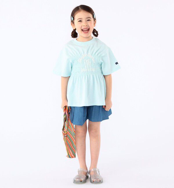 SHIPS KIDS「【SHIPS KIDS別注】RUSSELL ATHLETIC:100～130cm/ ギャザープリント 半袖 TEE」|Tシャツ・カットソー|
