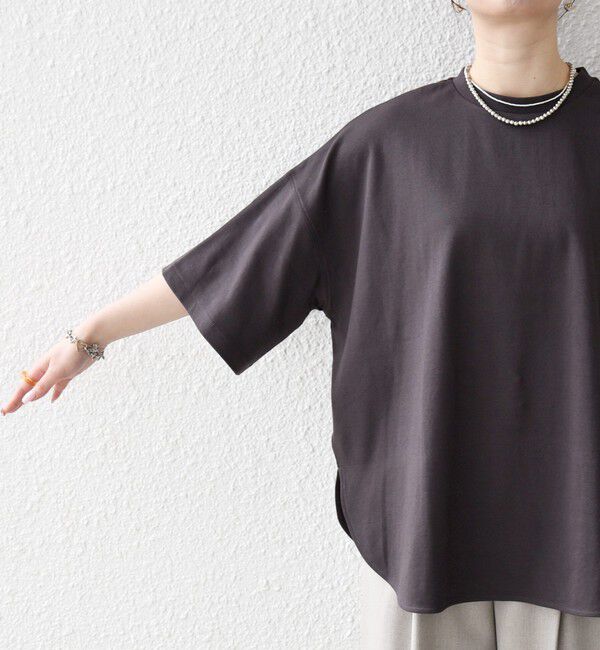 SHIPS any「SHIPS any:〈接触冷感/汗染み防止加工/洗濯機可能〉ラウンドヘム クルー ビッグ TEE」|Tシャツ・カットソー|