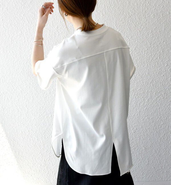 SHIPS any「SHIPS any:〈接触冷感/汗染み防止加工/洗濯機可能〉スリット ルーズ チュニック TEE」|Tシャツ・カットソー|ホワイト