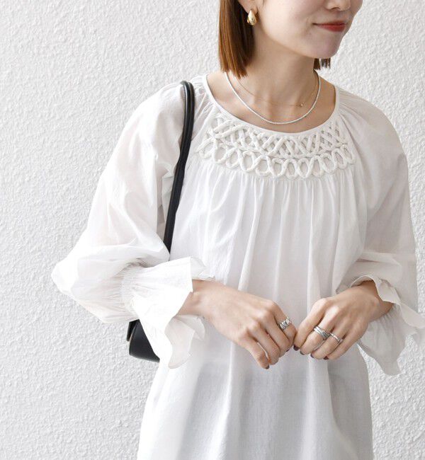 SHIPS any「SHIPS any:〈手洗い可能〉ロープ デザイン ギャザースリーブ フレア ブラウス」|シャツ・ブラウス|