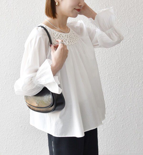 SHIPS any「SHIPS any:〈手洗い可能〉ロープ デザイン ギャザースリーブ フレア ブラウス」|シャツ・ブラウス|