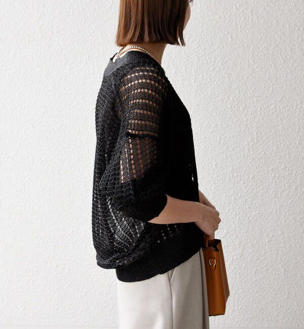 SHIPS any「SHIPS any:〈手洗い可能〉ギマ ワイド Vネック シアー カーディガン」|カーディガン|