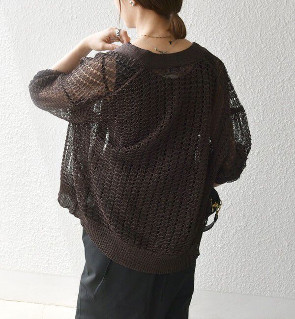 SHIPS any「SHIPS any:〈手洗い可能〉ギマ ワイド Vネック シアー カーディガン」|カーディガン|