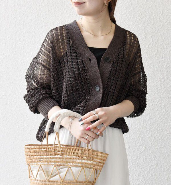 SHIPS any「SHIPS any:〈手洗い可能〉ギマ ワイド Vネック シアー カーディガン」|カーディガン|