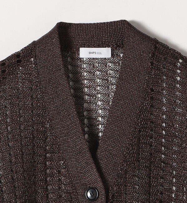 SHIPS any「SHIPS any:〈手洗い可能〉ギマ ワイド Vネック シアー カーディガン」|カーディガン|
