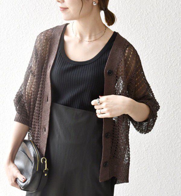 SHIPS any「SHIPS any:〈手洗い可能〉ギマ ワイド Vネック シアー カーディガン」|カーディガン|