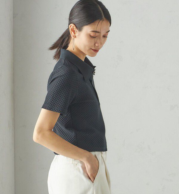 SHIPS for women「小泉里子コラボ:シャーリング ジャカード ポロ」|ポロシャツ|