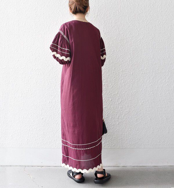 SHIPS any「bon_meur:〈洗濯機可能〉ジオメトリック エンブロイダリー パフ マキシ ワンピース」|ワンピース|