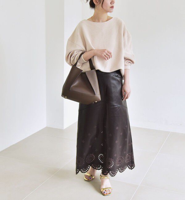 quaranciel「quaranciel: フラワー 刺繍 バック スリット ロング スカート」|スカート|