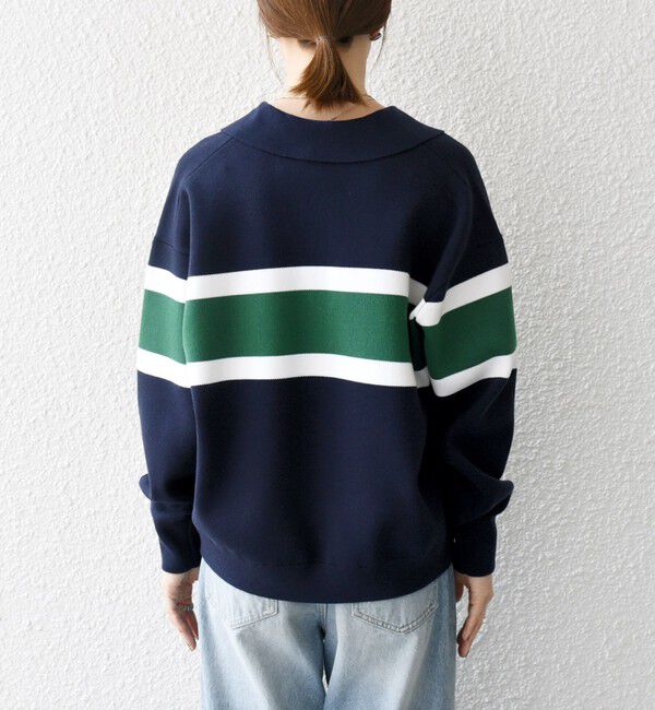 SHIPS any「SHIPS any:〈手洗い可能〉パネル ボーダー スキッパー ニット プルオーバー」|ニット・セーター|