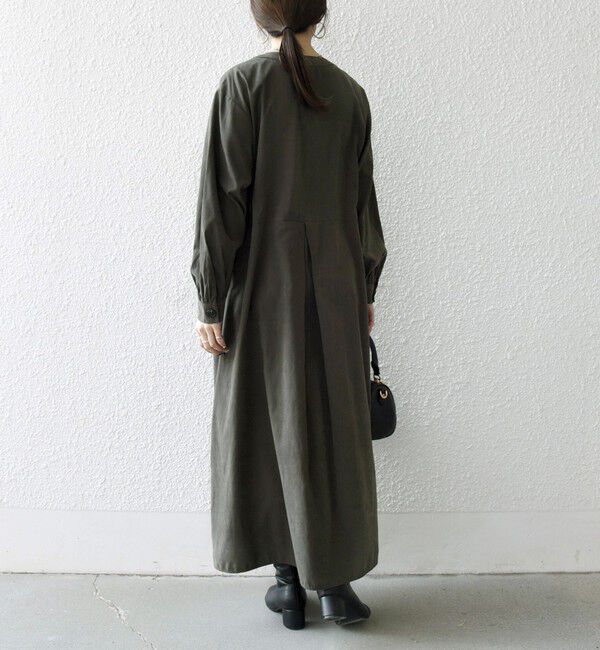 SHIPS any「SHIPS any:〈洗濯機可能〉ピーチスキン クルーネック ポケット フレア ワンピース」|ワンピース|