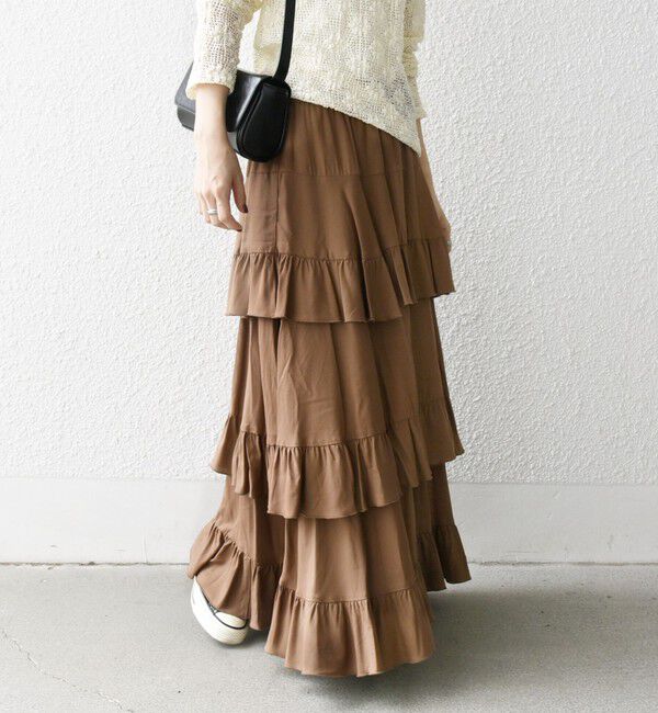 SHIPS any「SHIPS any:〈洗濯機可能〉ティアード ラッフル マキシ スカート」|スカート|