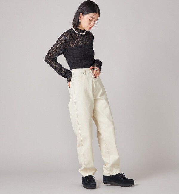 SHIPS for women「SHIPS NINE CASE:〈手洗い可能〉シアー レース ハイネック プルオーバー」|Tシャツ・カットソー|