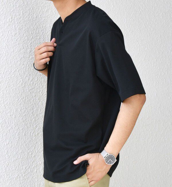 SHIPS any「SHIPS any:〈接触冷感・遮熱・UVカット機能等〉サマーファンクション 鹿の子 ヘンリーネック Tシャツ◇」|Tシャツ・カットソー|