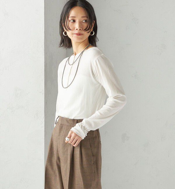 SHIPS for women「【SHIPS別注】miller: シアー ヘンリー ネック ロング スリーブ TEE」|Tシャツ・カットソー|