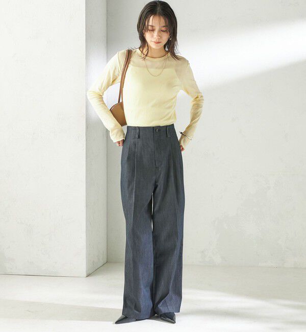 SHIPS for women「【SHIPS別注】miller: シアー ヘンリー ネック ロング スリーブ TEE」|Tシャツ・カットソー|