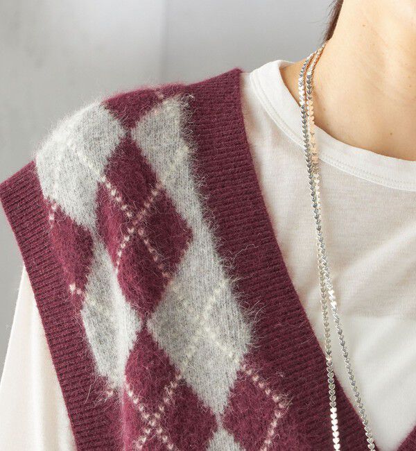 SHIPS for women「〈手洗い可能〉ディープ Vネック アーガイル ベスト」|ベスト・ジレ|