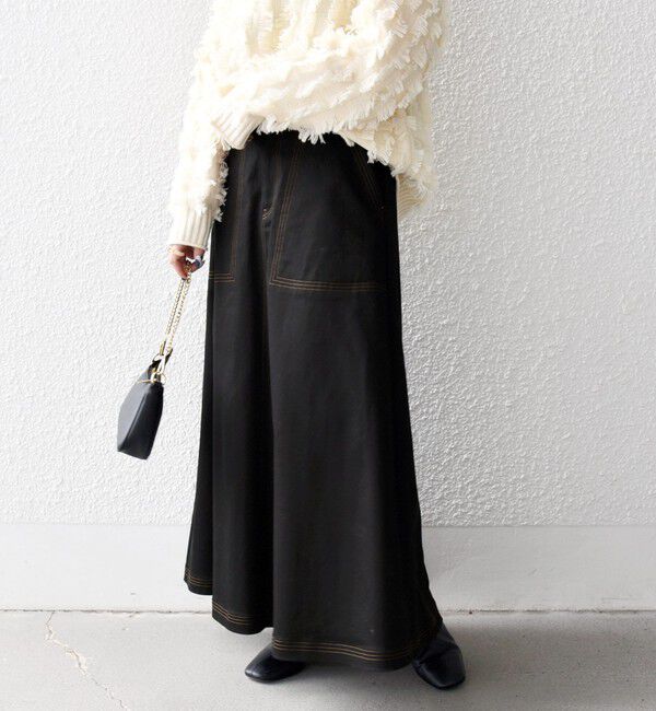 SHIPS any「SHIPS any:〈洗濯機可能〉チノ ステッチ フレア ロング スカート」|フレア|