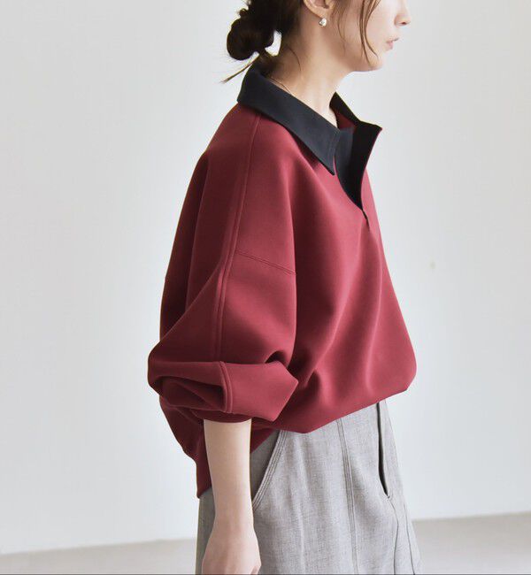 quaranciel「quaranciel:〈洗濯機可能〉ポンチ ロゴプリント ポロ スウェット プルオーバー」|スウェット・ジャージ|