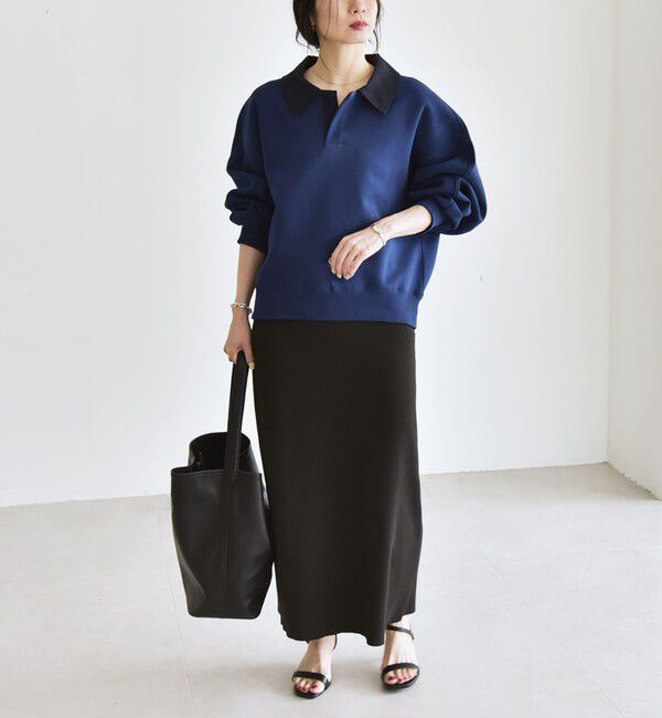 quaranciel「quaranciel:〈洗濯機可能〉ポンチ ロゴプリント ポロ スウェット プルオーバー」|スウェット・ジャージ|