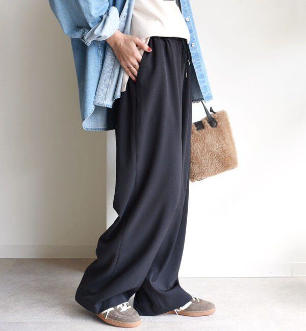 SHIPS for women「〈UVカット/防シワ加工〉梳毛調 ストレッチ ドロスト パンツ」|その他|