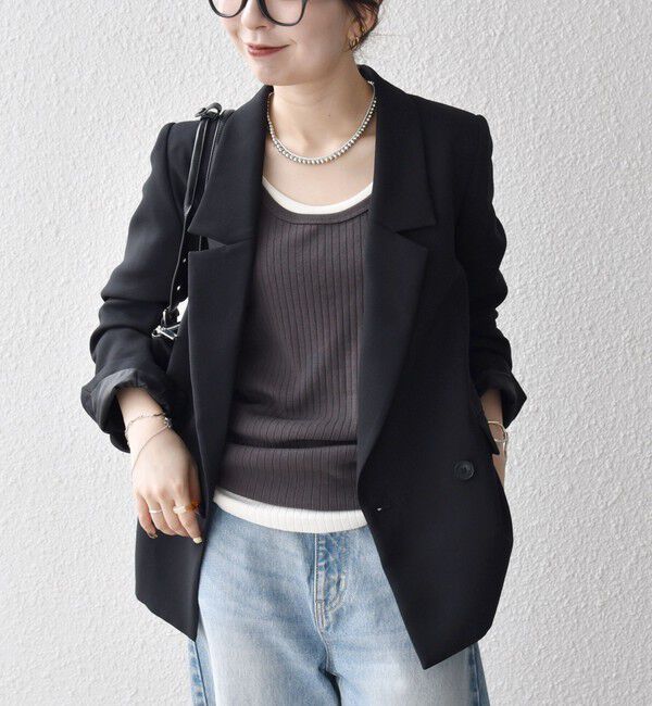 SHIPS any「SHIPS any:〈洗濯機可能〉ダブルクロス セミダブル ジャケット［NAVY BLUE］」|テーラードジャケット|