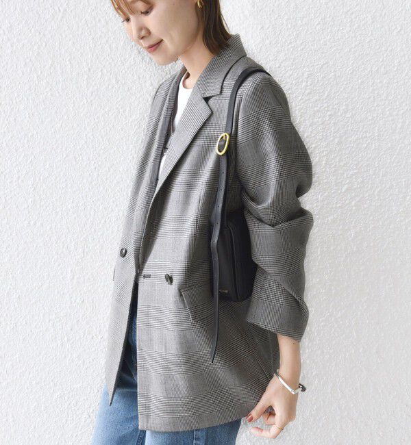 SHIPS for women「〈手洗い可能〉ウォッシャブル ウール チェック ダブル ジャケット」|テーラードジャケット|
