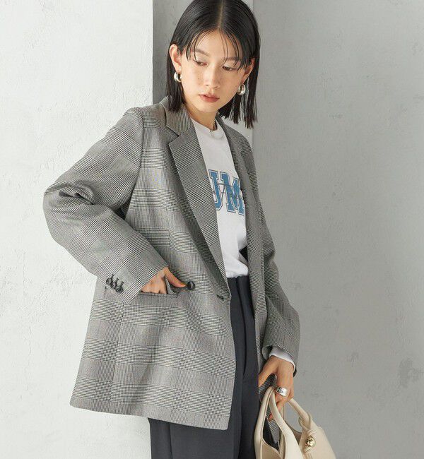 SHIPS for women「〈手洗い可能〉ウォッシャブル ウール チェック ダブル ジャケット」|テーラードジャケット|