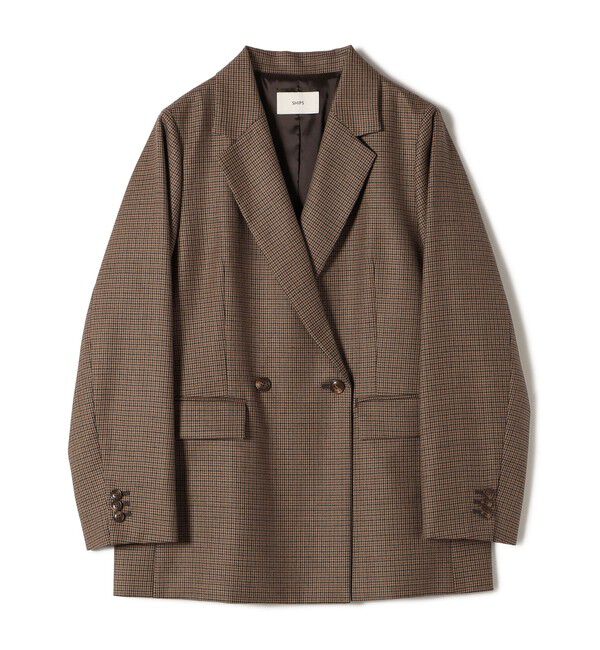 SHIPS for women「〈手洗い可能〉ウォッシャブル ウール チェック ダブル ジャケット」|テーラードジャケット|