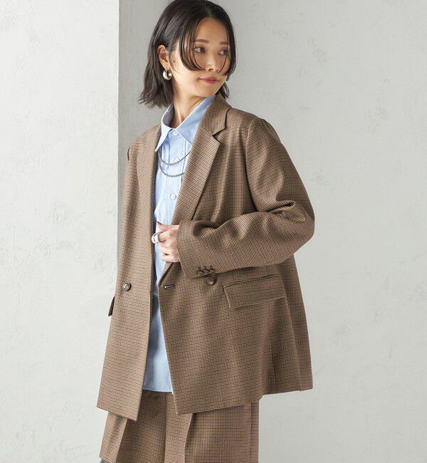 SHIPS for women「〈手洗い可能〉ウォッシャブル ウール チェック ダブル ジャケット」|テーラードジャケット|