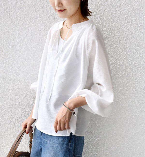 SHIPS for women「〈手洗い可能〉シアー タンブラー デザイン ギャザー ブラウス」|シャツ・ブラウス|