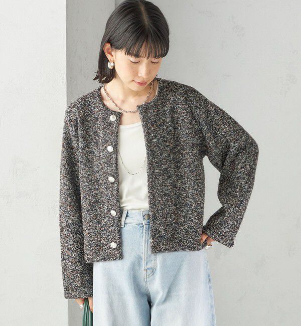SHIPS for women「〈手洗い可能〉ミックス ヤーン ニット ジャケット」|カーディガン|