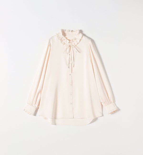 SHIPS any「SHIPS any:〈洗濯機可能〉サテン フリル カラー リボン シャツ ブラウス」|シャツ・ブラウス|