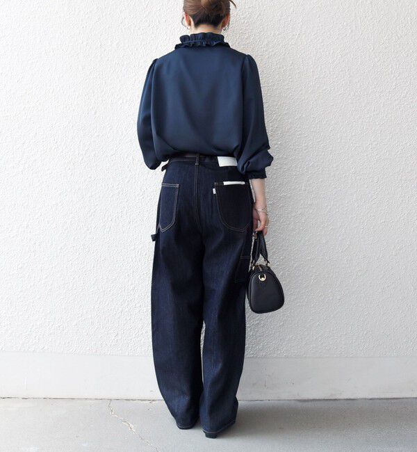 SHIPS any「SHIPS any:〈洗濯機可能〉サテン フリル カラー リボン シャツ ブラウス」|シャツ・ブラウス|