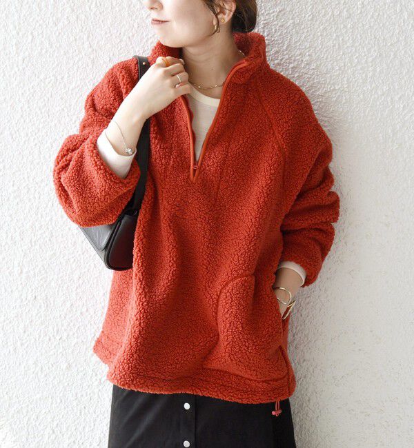 SHIPS any「SHIPS any:〈洗濯機可能〉ボア フリース ハーフジップ プルオーバー」|Tシャツ・カットソー|