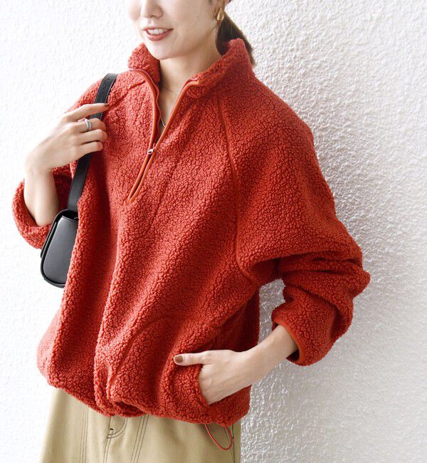 SHIPS any「SHIPS any:〈洗濯機可能〉ボア フリース ハーフジップ プルオーバー」|Tシャツ・カットソー|