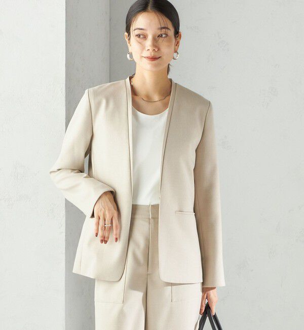 SHIPS for women「〈手洗い可能〉DELEGANT ダブルカラー ジャケット（セットアップ対応）」|ノーカラージャケット|