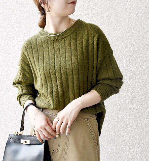 SHIPS any「SHIPS any:〈手洗い可能〉ヤク ワイドリブ ラウンドヘム ニット プルオーバー」|ニット・セーター|