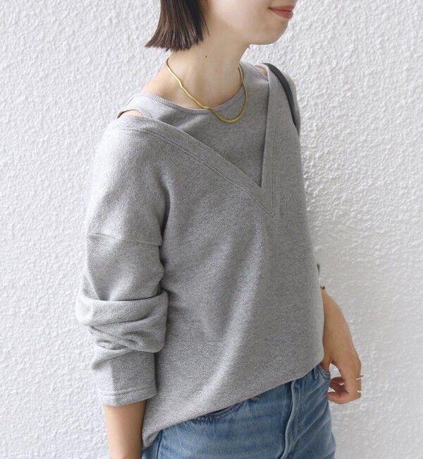 SHIPS for women「〈手洗い可能〉レイヤード デザイン ラメ メランジ 裏毛 プルオーバー」|スウェット・ジャージ|