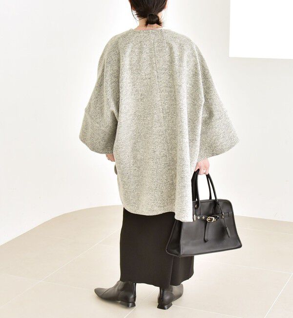 quaranciel「quaranciel: スライバー ウール ミックス クルーネック コート」|ノーカラーコート|