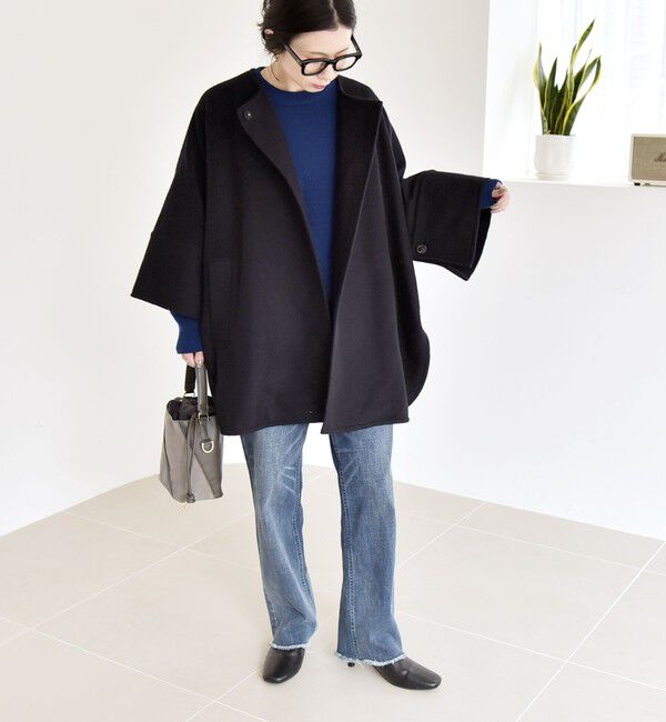 quaranciel「quaranciel: スライバー ウール ミックス クルーネック コート」|ノーカラーコート|