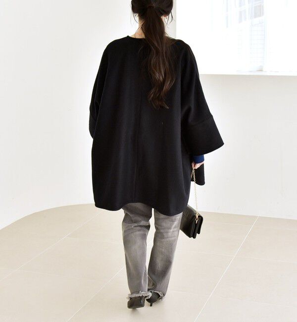 quaranciel「quaranciel: スライバー ウール ミックス クルーネック コート」|ノーカラーコート|