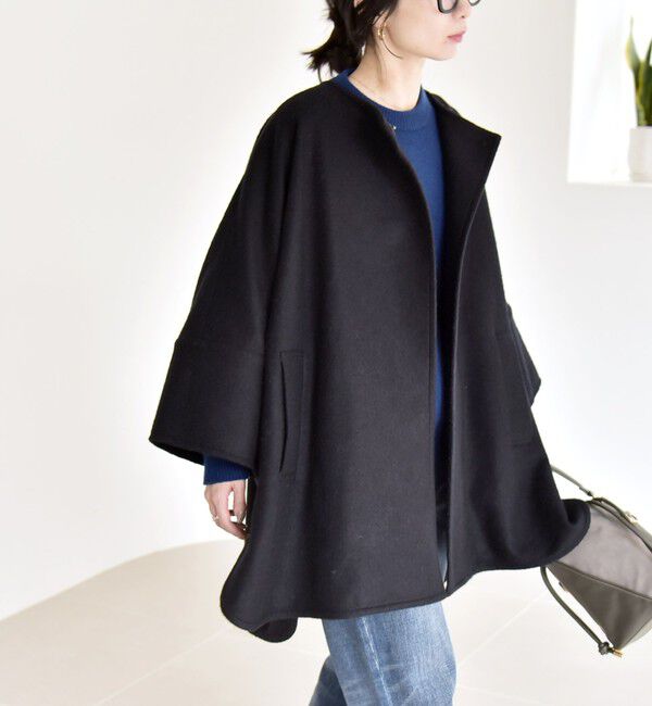 quaranciel「quaranciel: スライバー ウール ミックス クルーネック コート」|ノーカラーコート|