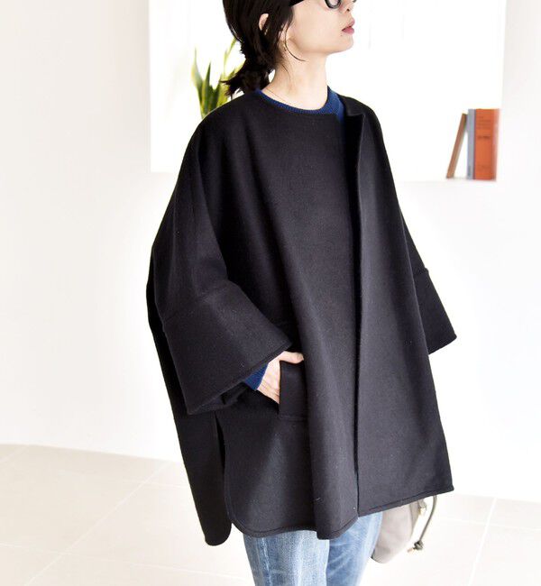 quaranciel「quaranciel: スライバー ウール ミックス クルーネック コート」|ノーカラーコート|