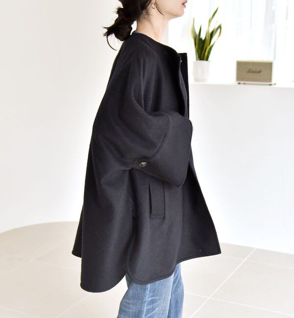 quaranciel「quaranciel: スライバー ウール ミックス クルーネック コート」|ノーカラーコート|