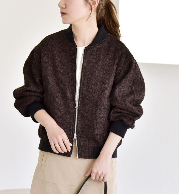 quaranciel「quaranciel: ツイード ダブル ジップ ブルゾン」|ブルゾン・スタジャン|