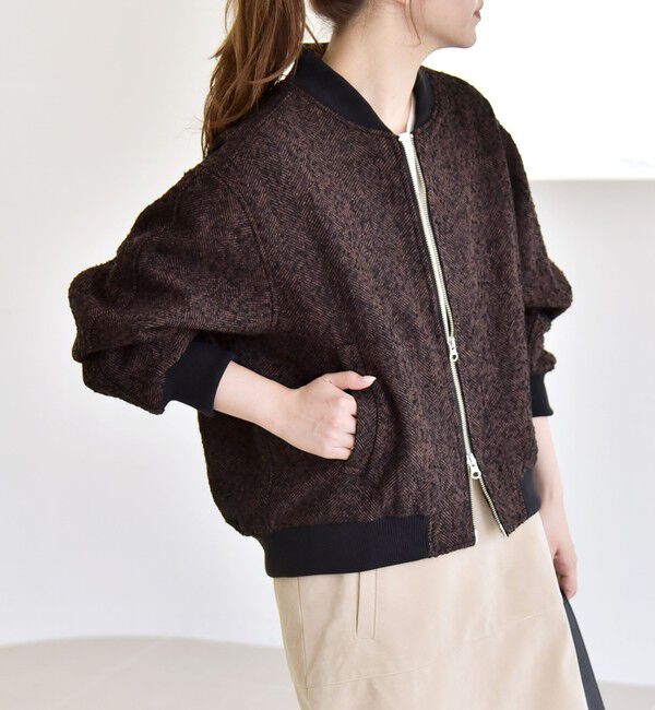 quaranciel「quaranciel: ツイード ダブル ジップ ブルゾン」|ブルゾン・スタジャン|