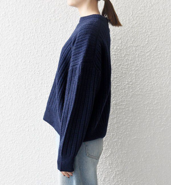 SHIPS any「SHIPS any: リブ タック編み クルーネック ボタン ニット プルオーバー」|ニット・セーター|