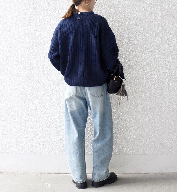 SHIPS any「SHIPS any: リブ タック編み クルーネック ボタン ニット プルオーバー」|ニット・セーター|